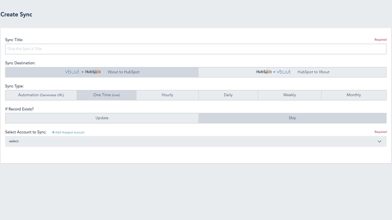 Configure sync direction, frequency and preferences.